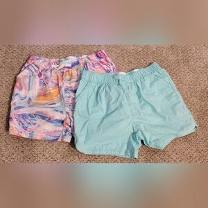 Multicolor & Aqua Girls Shorts Set